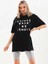 Unisex Baskılı Oversize T-Shirt - Siyah 3