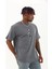 Unisex Oversize Baskılı Bisiklet Yaka T-Shirt - Füme 2