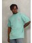 Unisex Oversize Baskılı Bisiklet Yaka T-Shirt - Mint Yeşili 3