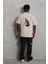 Unisex Oversize Baskılı Bisiklet Yaka T-Shirt - Gri 4