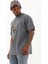 Unisex Oversize Baskılı Bisiklet Yaka T-Shirt - Füme 1