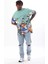 Unisex Oversize Baskılı Bisiklet Yaka T-Shirt - Mint Yeşili 3