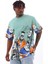 Unisex Oversize Baskılı Bisiklet Yaka T-Shirt - Mint Yeşili 4