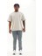 Unisex Oversize Baskılı Bisiklet Yaka T-Shirt - Gri 4