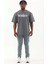 Unisex Oversize Baskılı Bisiklet Yaka T-Shirt - Füme 4