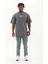 Unisex Oversize Baskılı Bisiklet Yaka T-Shirt - Füme 3
