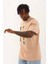 Unisex Oversize Baskılı Bisiklet Yaka T-Shirt - Bej 2