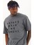 Unisex Oversize Baskılı Bisiklet Yaka T-Shirt - Füme 2