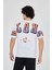 Erkek Ön ve Arka Baskılı T-Shirt - Beyaz 4