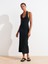 91476 Halter Yaka Midi Elbise-Siyah 5