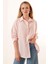 3900 Oversize Uzun Basic Gömlek - Pudra 6