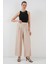 Geniş Paça Pileli Pantolon 6718 - Krem 2