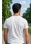 Beyaz Renk Erkek V Yakalı T-Shirt Likralı Pamuk Spor Tişört 4