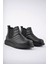 ET205 Boston Bağcıksız Cilt Erkek Spor Bot St - Siyah 2