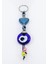 Lacivert, Kalpli Salkım Renkli Boncuk El Yapımı Cam Nazar Boncuklu Anahtarlık 1