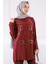 Bordo Boncuk Işlemeli Tunik Pantolonlu Takım 4