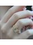 Floral Vine Halo Baget Kesim Gold Kaplama Sky Diamond Gümüş Yüzük 3