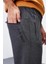 Antrasit Melanj Fermuar Cepli Dar Kalıp Jogger Erkek Eşofman Alt - 84343 2