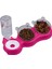 Pembe Çift Hazneli 3' Lü Beslenme Mama ve Su Kabı Neon Fuşya 500 ml 36 x 21 x 16 cm 500 ml Plastik 1
