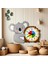 Montessori Eğitici Koala Temalı Çocuk Duvar Saati | Renkli Ahşap Saat – Uv Baskı 2