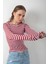Siyah Beyaz Çizgili Uzun Kol Body Düğme Detaylı Soft Touch Basic Bluz Likralı Tişört 1
