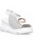 Elit Zeyn 8067 Kadın Hakiki Deri Dolgu Topuk Sandalet Beyaz 2