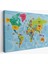 Türkçe Dünya Haritası Sembollü ve Okyanuslu Dekoratif Kanvas Tablo 2472 1