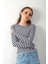 Çizgili Siyah Beyaz Uzun Kol Body Soft Touch Basic Bluz Likralı Tişört 3