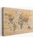 Ahşap Görünümlü Türkçe Dünya Haritası Sembollü Eğitici Kanvas Tablo 2925 1
