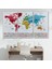 Dünya Haritası Ayrıntılı Eğitici Sembollü Bayraklı Dekoratif Kanvas Tablo 2877 3