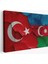 Türkiye Azerbaycan Bayrak Desenli Dekoratif Kanvas TABLO-6516 1