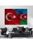 Türkiye Azerbaycan Bayrak Desenli Dekoratif Kanvas TABLO-6516 2