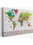 Dünya Haritası Ayrıntılı Eğitici Sembollü Bayraklı Dekoratif TABLO2869 1