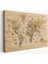Ahşap Görünümlü Türkçe Dünya Haritası Sembollü Eğitici Kanvas Tablo 2945 1