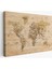 Ahşap Görünümlü Dünya Haritası Ayrıntılı ve Dekoratif Kanvas Tablo 1810 1