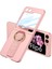 Galaxy Z Flip 6 Kılıf Kamera Korumalı Yüzüklü Iktk Flip Ring Kıpta Kapak-Pembe 4