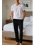 %100 Pamuk Premium Kumaş Siyah Pijama Altı Regular Fit Beli Lastikli Ipli Cepli Terletmez Esnek Erkek Rahat Kesim 4