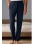 %100 Pamuk Premium Kumaş Pijama Altı Lacivert Regular Fit Beli Lastikli Ipli Cepli Terletmez Esnek Erkek Rahat Kesim 1