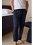 %100 Pamuk Süprem Erkek Pijama Altı Lacivert Cepli Rahat Kalıp Relax Fit Lastikli Ipli Terletmez 4