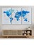 Türkçe Dünya Haritası Dekoratif Kanvas Tablo Ülke ve Başkentli 1500 3