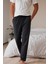 %100 Pamuk Premium Kumaş Erkek Pijama Altı Antrasit Relax Fit Beli Ipli Cepli Lastikli Terletmez Esnek Rahat Kesim Nefes Alan Regular 1