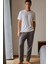 %100 Pamuk Premium Kumaş Erkek Pijama Altı Gri Relax Fit Beli Ipli Cepli Lastikli Terletmez Esnek Rahat Kesim Nefes Alan Regular 3