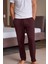 %100 Pamuk Süprem Erkek Pijama Altı Bordo Rahat Kalıp Cepli Relax Fit Lastikli Ipli Terletmez Esnek 4