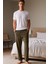 %100 Pamuk Premium Kumaş Erkek Pijama Altı Haki Relax Fit Beli Ipli Cepli Lastikli Terletmez Esnek Rahat Kesim Nefes Alan Regular 3