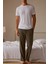 %100 Pamuk Premium Kumaş Erkek Pijama Altı Haki Relax Fit Beli Ipli Cepli Lastikli Terletmez Esnek Rahat Kesim Nefes Alan Regular 4