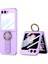 Galaxy Z Flip 6 Kılıf Kamera Korumalı Yüzüklü Hzrv Flip Ring Kıpta Kapak-Mor 1