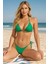 Kadın Yeşil Üçgen Bikini Takımı Ayarlanabilir Bağlamalı Üst ve Alt 2