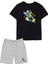 2'li Set Baskılı Erkek Çocuk Pamuk Şort Tshirt Takım Futbol 5 6 7 8 9 10 11 12 13 14 Yaş Tişört 1