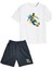 2'li Set Baskılı Erkek Çocuk Pamuk Şort Tshirt Takım Futbol 5 6 7 8 9 10 11 12 13 14 Yaş Tişört 1