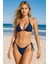 Kadın Lacivert Üçgen Bikini Takımı Ayarlanabilir Bağlamalı Üst ve Alt 4